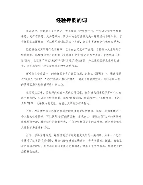 经验押韵的词