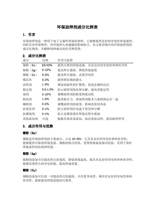 环保助焊剂成分比例表