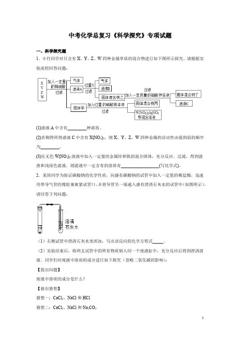 中考化学总复习《科学探究》专项试题及答案