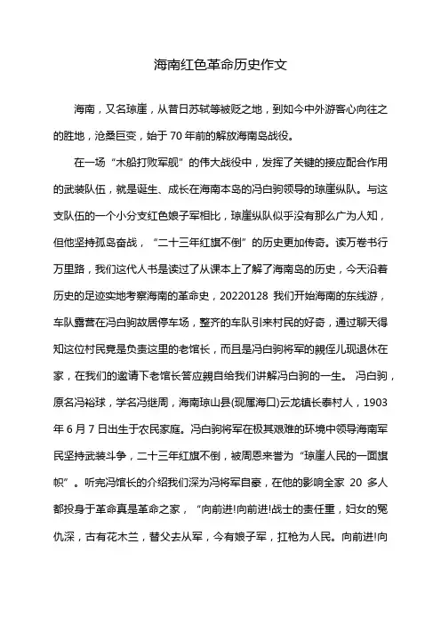 海南红色革命历史作文