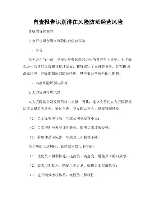 自查报告识别潜在风险防范经营风险