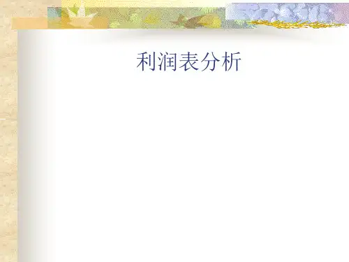 利润表分析与实例