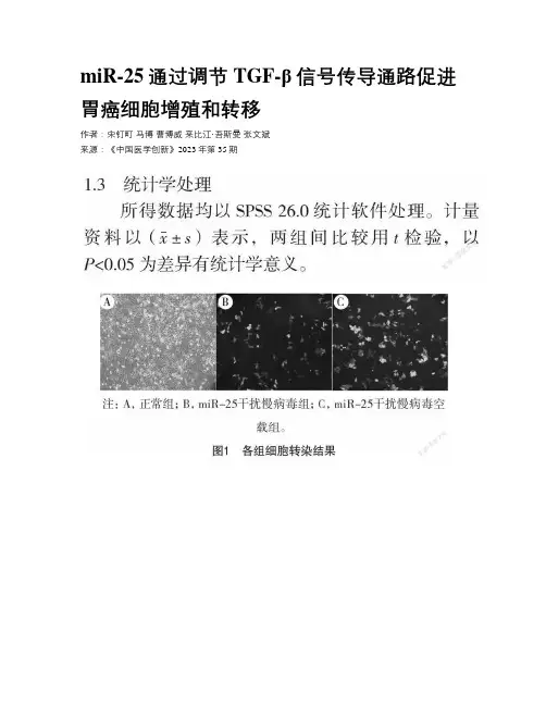 miR-25通过调节TGF-β信号传导通路促进胃癌细胞增殖和转移