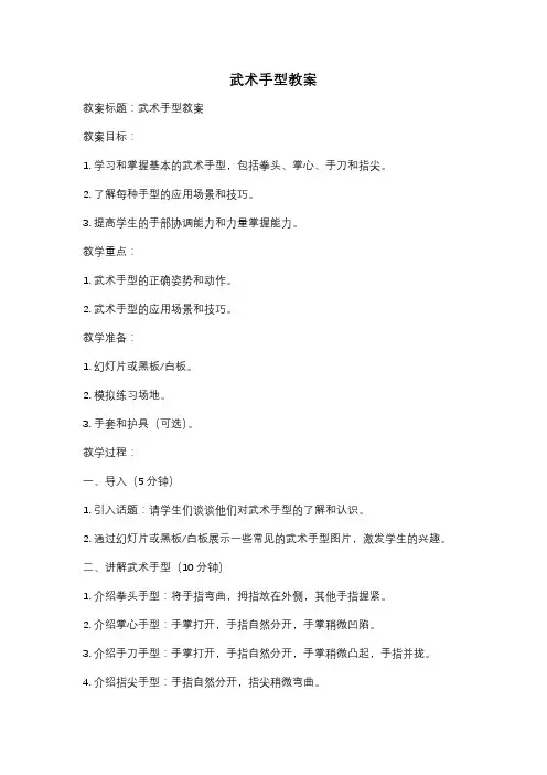 武术手型教案