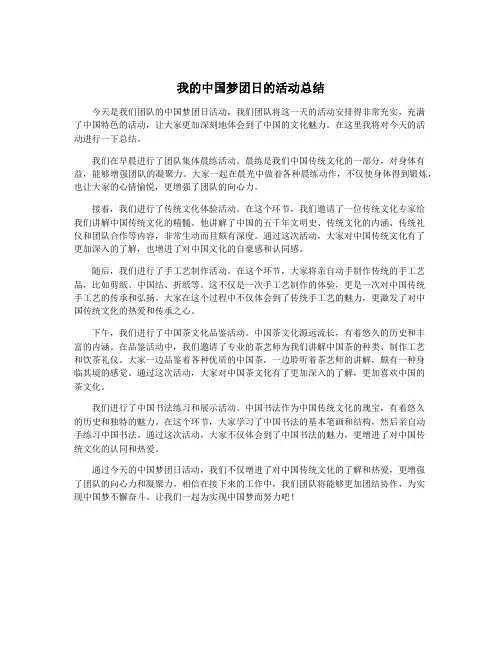 我的中国梦团日的活动总结