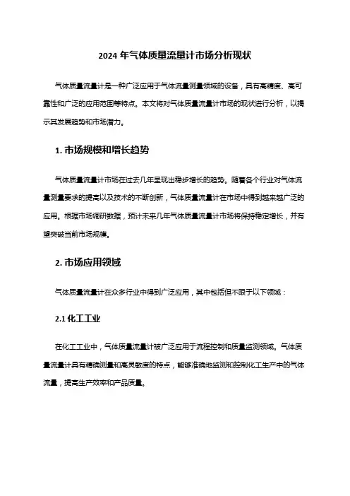 2024年气体质量流量计市场分析现状