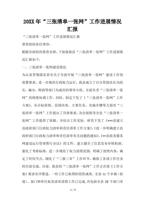 2019年三张清单一张网工作进展情况汇报