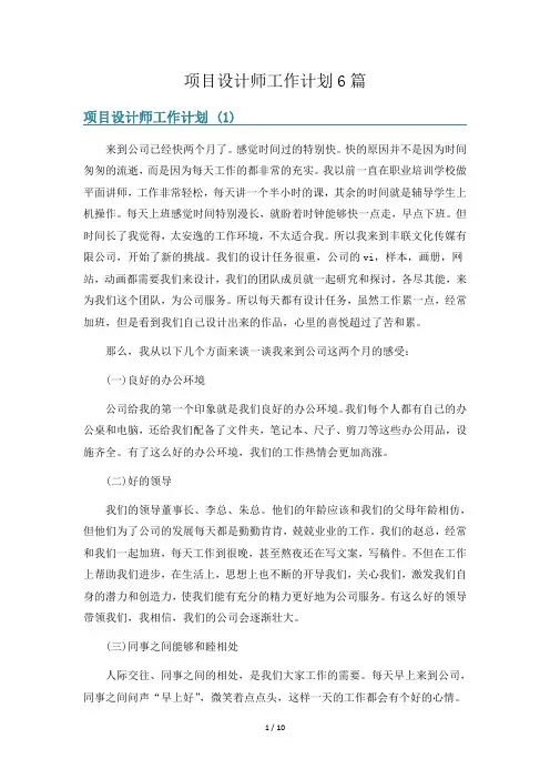项目设计师工作计划6篇