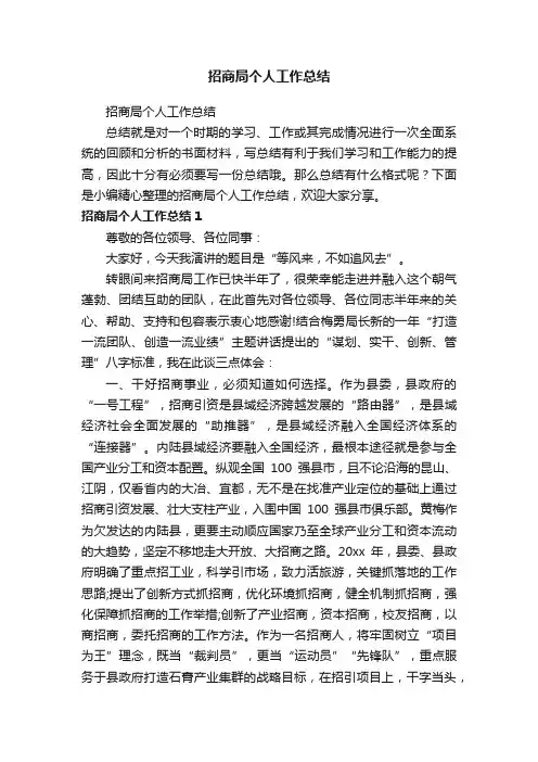 招商局个人工作总结