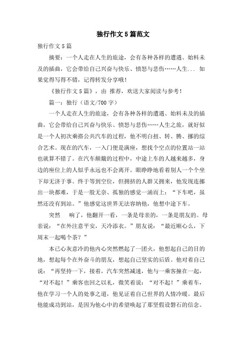 独行作文5篇范文