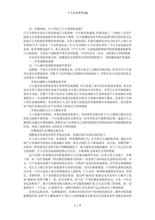 战略管理案例分析-巨人集团