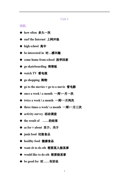英语初二上册期中期末复习知识点总结
