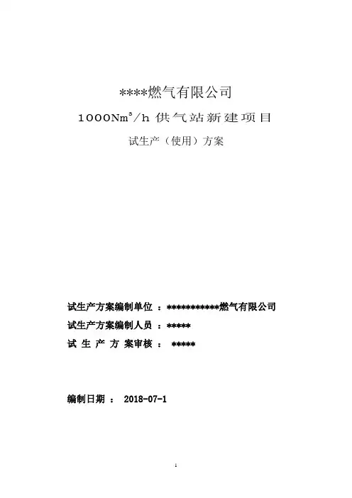 输配站(供气站)试生产方案