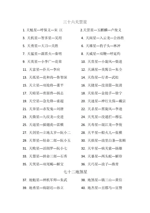 《水浒传》108好汉