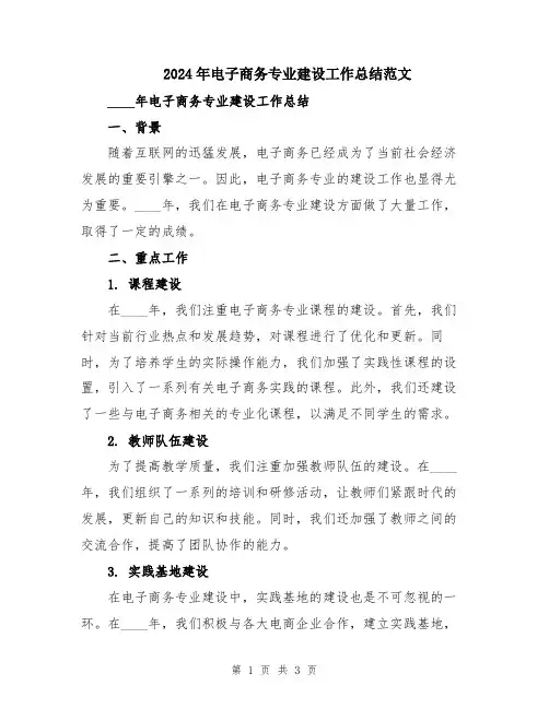 2024年电子商务专业建设工作总结范文