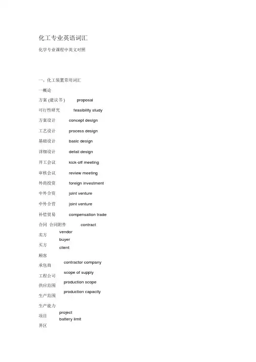 化工常用英语词汇