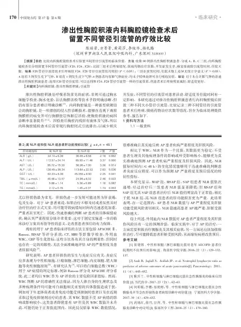 渗出性胸腔积液内科胸腔镜检查术后留置不同管径引流管的疗效比较
