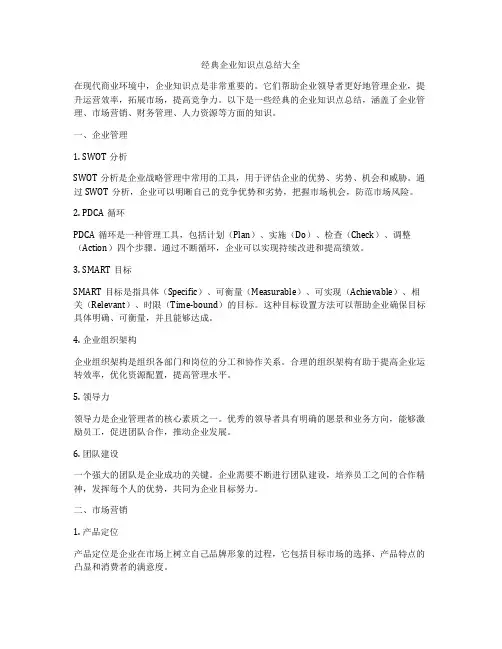 经典企业知识点总结大全
