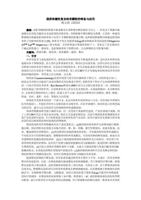 脂质体磁性复合纳米颗粒的制备与发展 杨文清123513