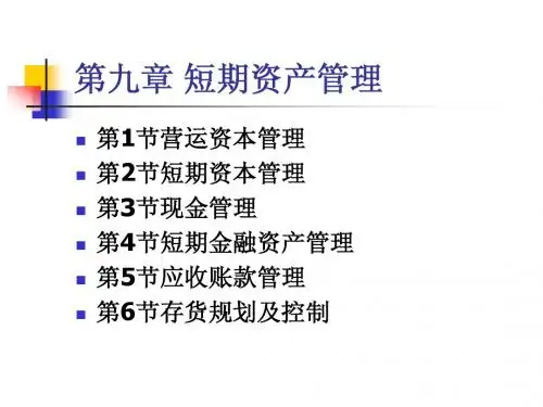 第九章短期资产管理