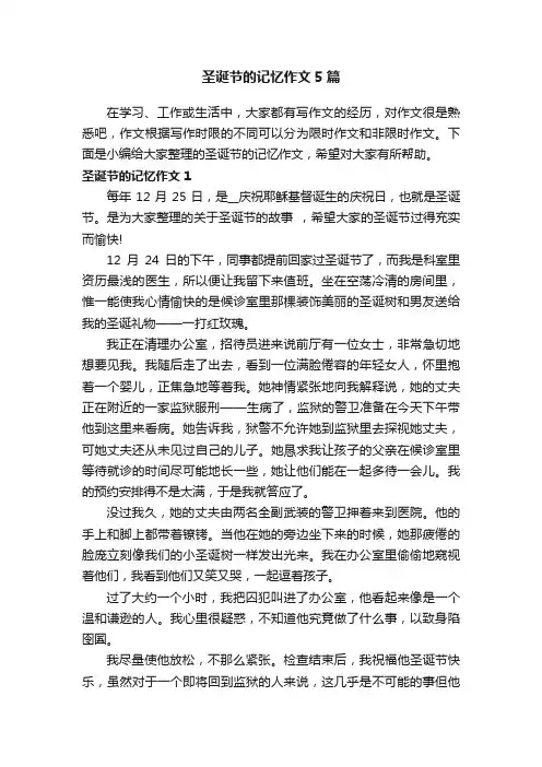 圣诞节的记忆作文5篇