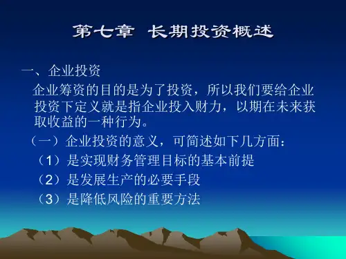 长期投资概述