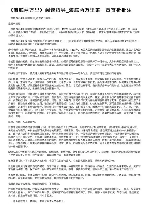 《海底两万里》阅读指导_海底两万里第一章赏析批注