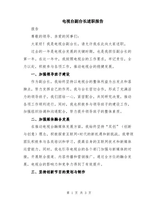 电视台副台长述职报告