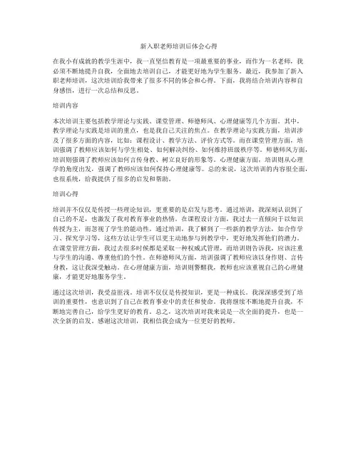 新入职老师培训后体会心得