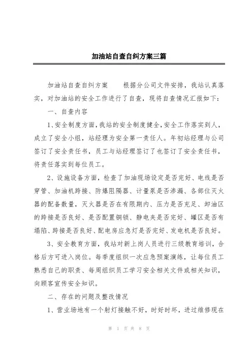 加油站自查自纠方案三篇