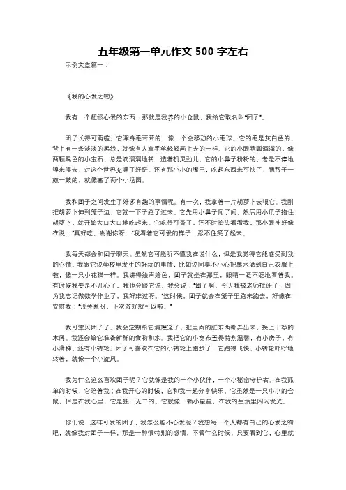 五年级第一单元作文500字左右