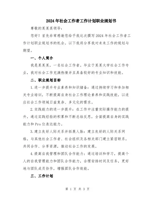 2024年社会工作者工作计划职业规划书