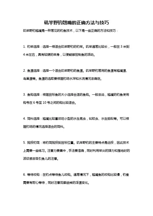 矶竿野钓翘嘴的正确方法与技巧