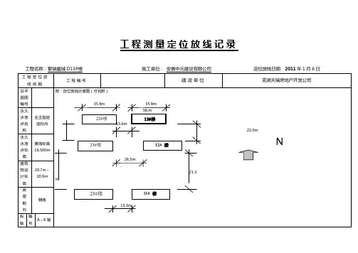 [精品工厂表格]测量 工程定位放线记录表