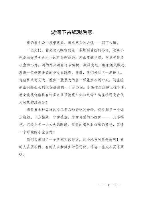 游河下古镇观后感