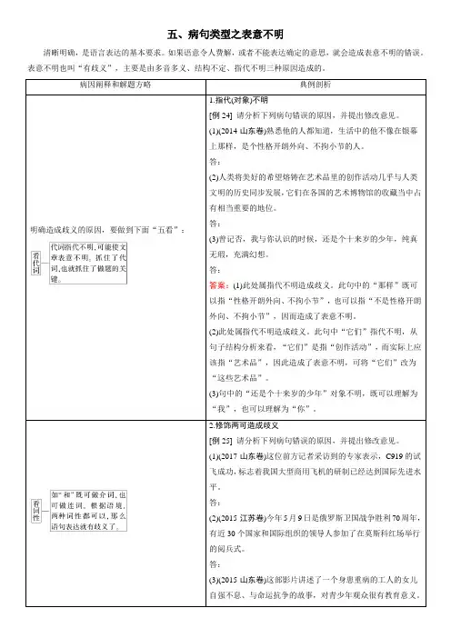 教师版病句5之表意不明