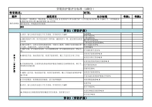 疫情防控穿脱防护服操作流程评分表