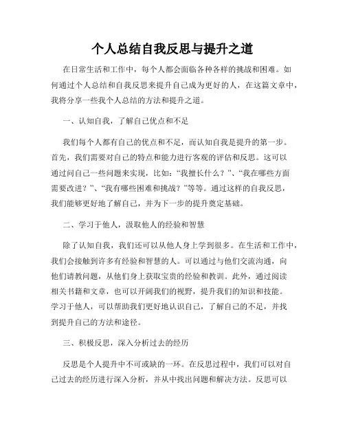 个人总结自我反思与提升之道