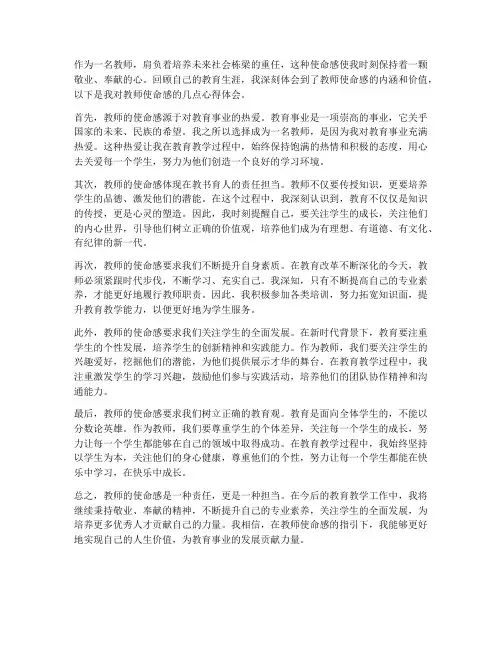 教师的使命感心得体会