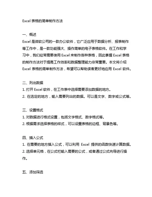 excel表格的简单制作方法
