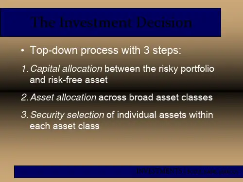INVESTMENTS 投资学 (博迪BODIE, KANE, MARCUS)Chap007 Optimal Risky Portfolios 39页