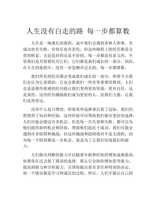 人生没有白走的路 每一步都算数