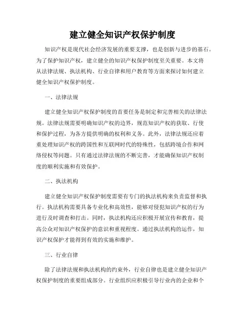 建立健全知识产权保护制度