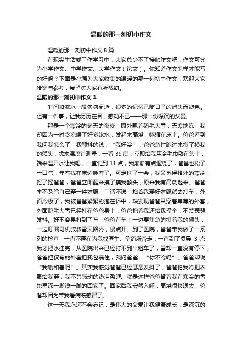 温暖的那一刻初中作文