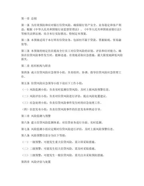 银行信贷风险_应急预案
