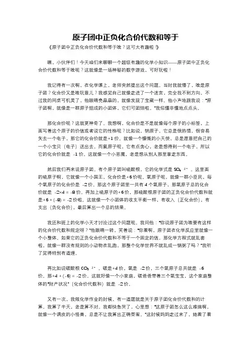 原子团中正负化合价代数和等于