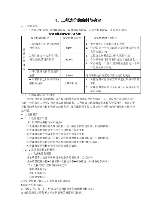 造价员培训基础理论之工程造价编制与确定
