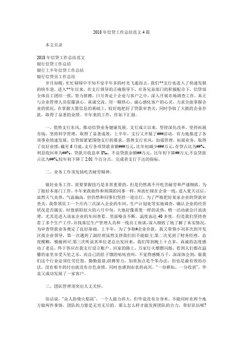 2018年信贷工作总结范文4篇.doc