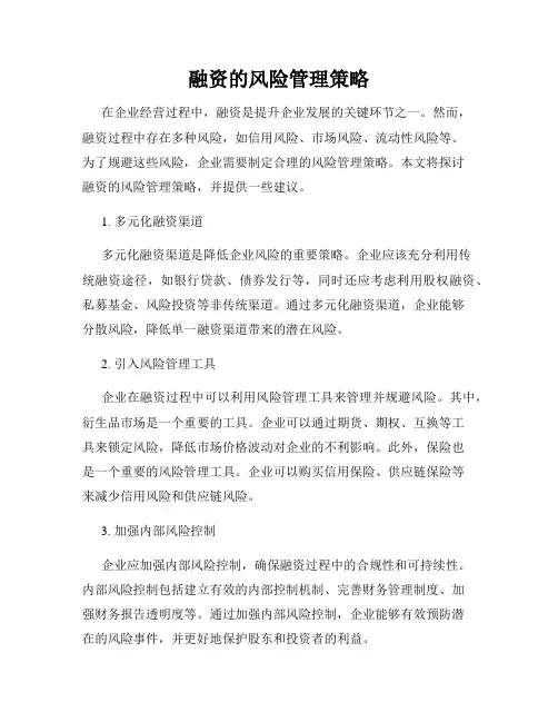 融资的风险管理策略