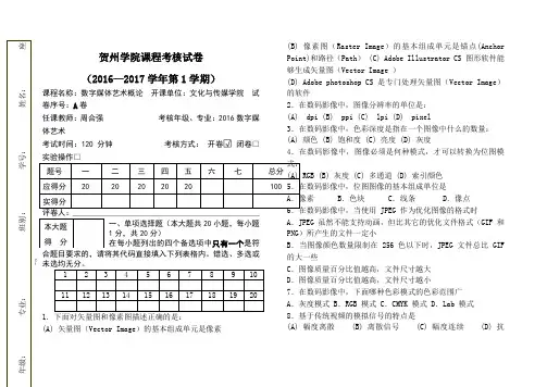 数字媒体艺术概论试卷 份